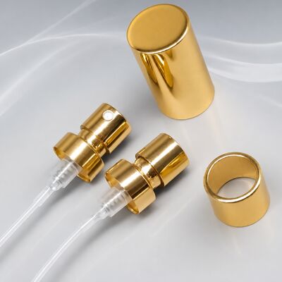 Luxus-Aluminium-Parfümsprühpumpe mit 21mm Gold-Dekorationskappe für Premium-Duftverpackungen